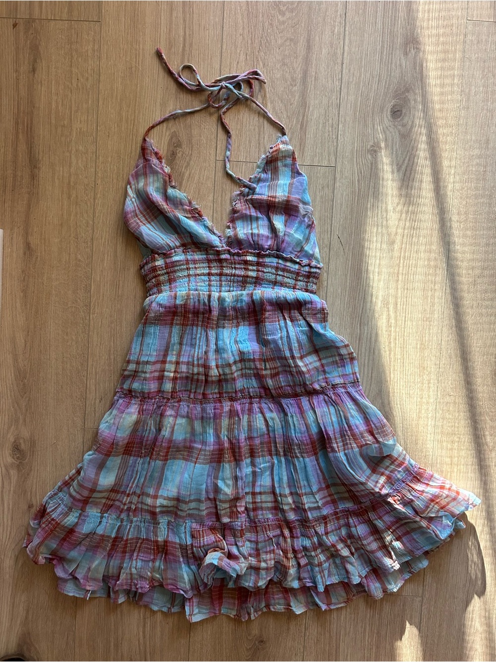 NWT Kimchi Blue Plaid Halter Mini Dress